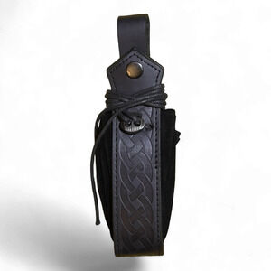 VTG-Inspired Medieval FauxLeather Belt Potion Bottle Pouch Viking Black NWT